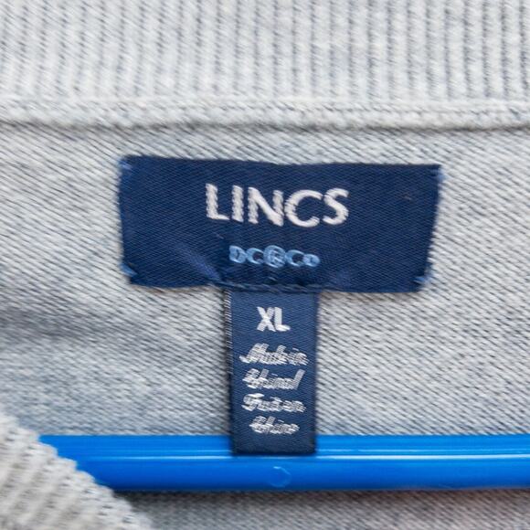 LINCS Silk Cashmere Sweater Men's XL Patch Elbows Crewneck Gray White Diamonds - Picture 3 of 11